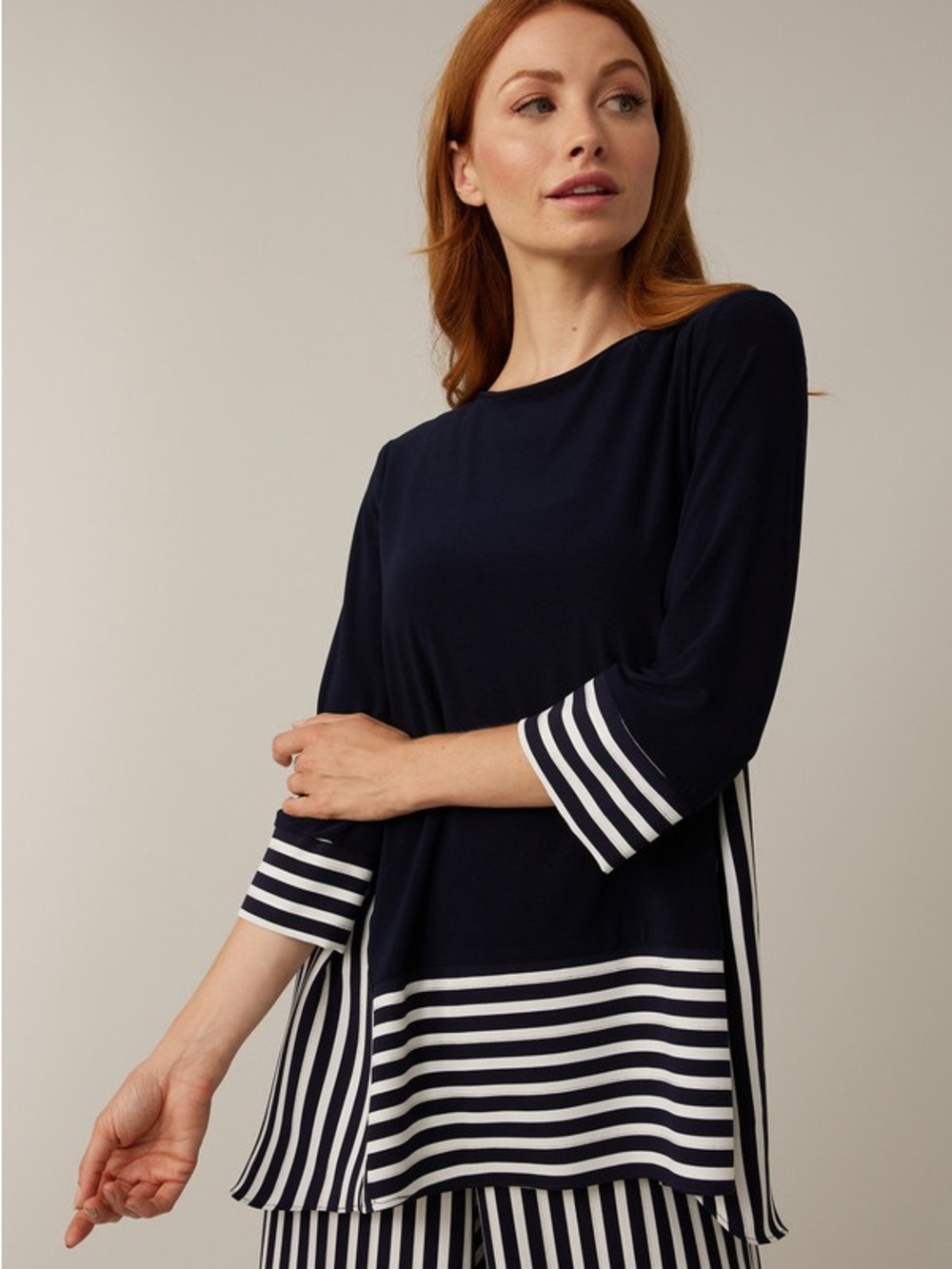 Joseph Ribkoff High-low Navy / White Tunic Style 221180